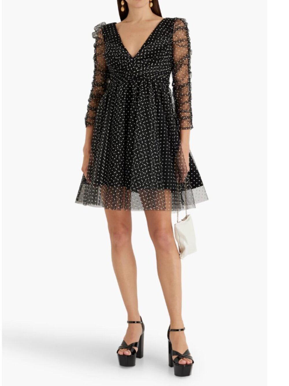 NWT Zimmermann  ruched flocked polkadot tulle mini dress - 0
